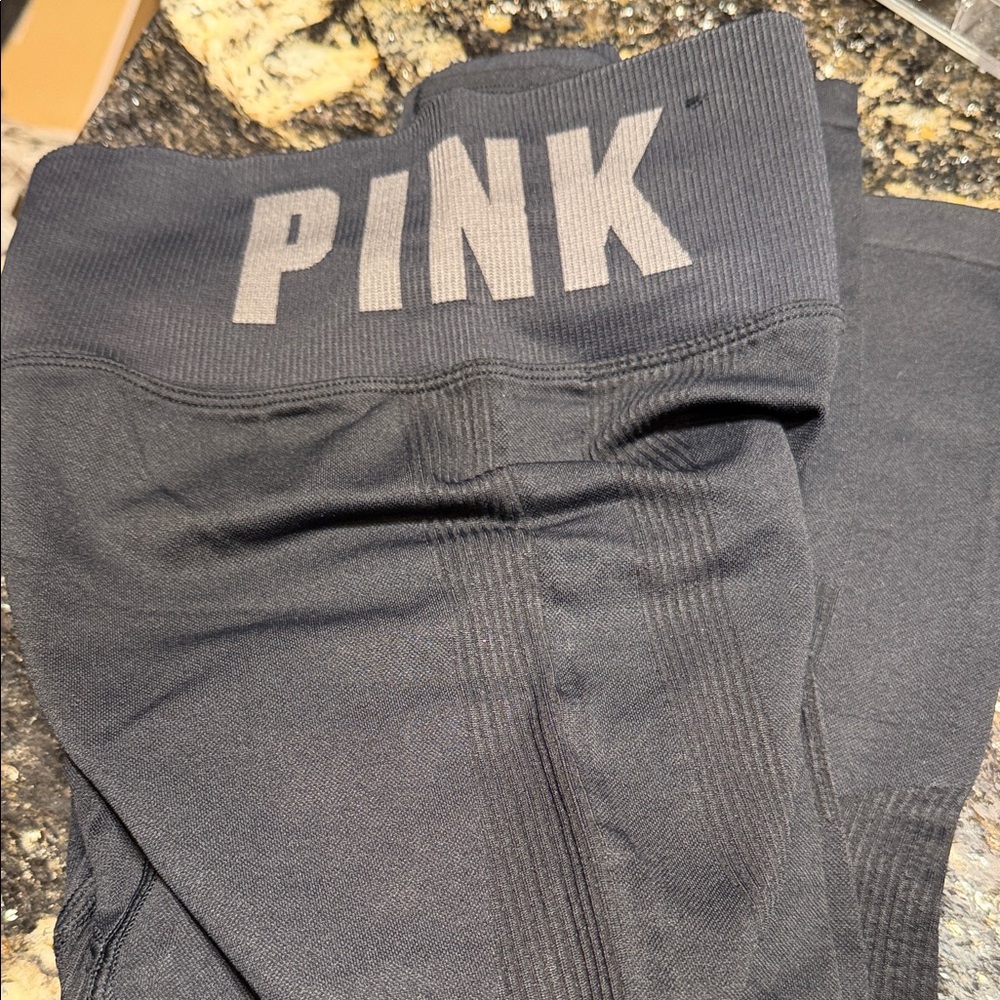 PINK Victoria's Secret Black Logo Waistband Leggings